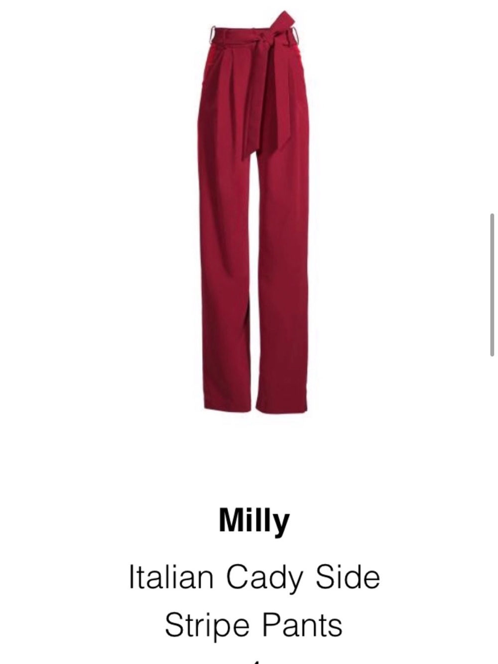 Milly Italian Cady Side Stripe Pants Red Size 4